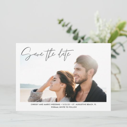 Destination Beach Wedding Foto Save the Date (Stehend Vorderseite)