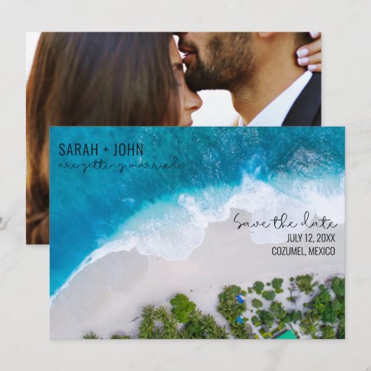 Destination Beach Wedding Foto Save the Date (Vorne/Hinten)