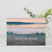 Destination Beach Wedding Photo Save The Date (Stehend Vorderseite)
