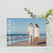 Destination Beach Wedding Photo Save The Date (Stehend Vorderseite)