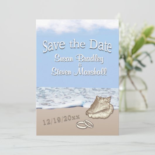 Destination Beach Wedding Save the Date (Stehend Vorderseite)