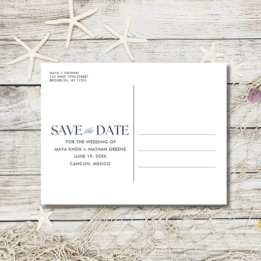 Destination Beach Wedding Save the Date Ankündigungspostkarte