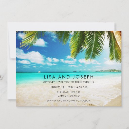 Destination Beach Wedding Simple Ankündigung (Vorderseite)