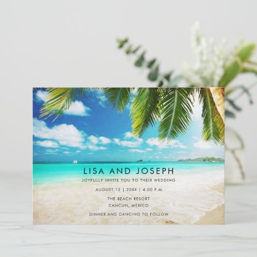 Destination Beach Wedding Simple Ankündigung (Stehend Vorderseite)
