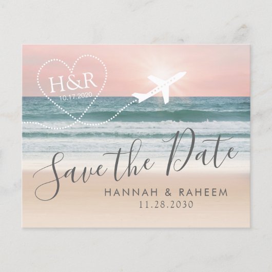 Destination Beach Wedding Sunset Save the Date (Vorderseite)