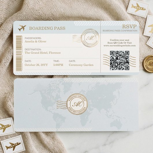 Destination Boarding Pass Plane Ticket Wedding Einladung