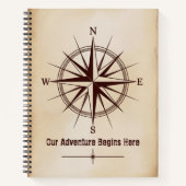 Destination Coordinates Compass | Travel Wedding Notizblock (Vorderseite)