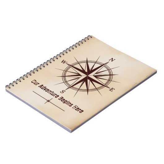 Destination Coordinates Compass | Travel Wedding Notizblock (Linke Seite)