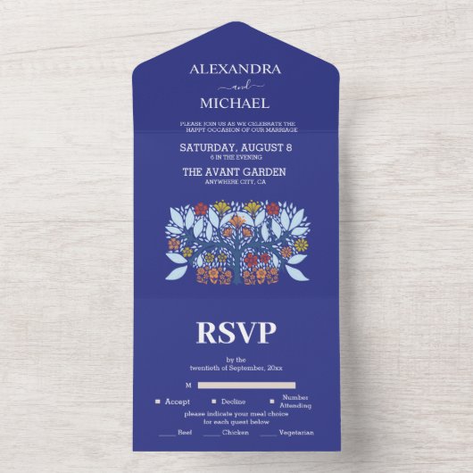 Destination Greece Santorini Wedding All In One Einladung (Innen Boden)