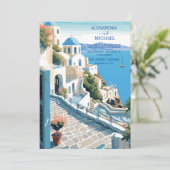 Destination Greece Santorini Wedding Einladung (Stehend Vorderseite)