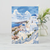 Destination Greece Santorini Wedding Einladung (Stehend Vorderseite)