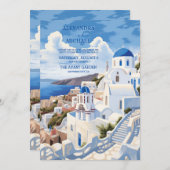 Destination Greece Santorini Wedding Einladung (Vorne/Hinten)