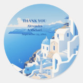 Destination Greece Santorini Wedding Runder Aufkleber (Vorderseite)