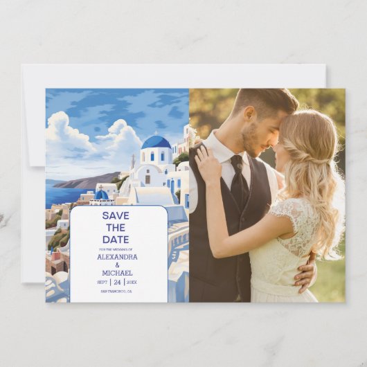 Destination Greece Santorini Wedding Save The Date (Vorderseite)