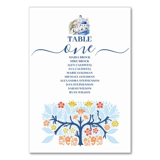 Destination Greece Santorini Wedding Tischnummer (Vorderseite)