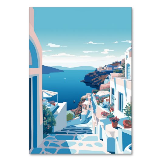 Destination Greece Santorini Wedding Tischnummer (Rückseite)