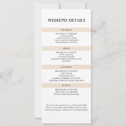 Destination Map Boarding Pass Bachelorette Weekend Einladung (Rückseite)