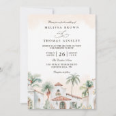 Destination Mexican Tropical Palm QR Code Wedding Einladung (Vorderseite)