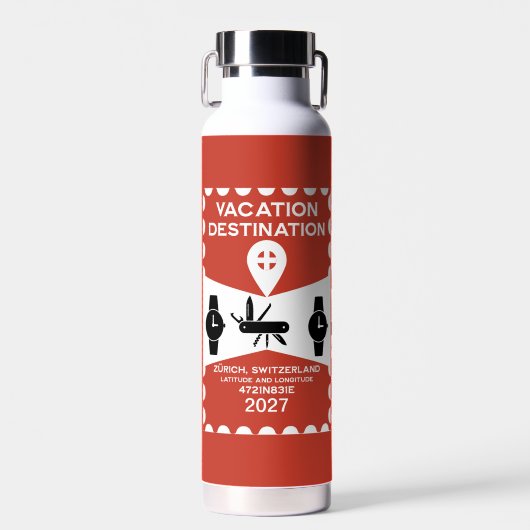 Destination Schweiz Urlaub Geschenk Trinkflasche (Vorne)