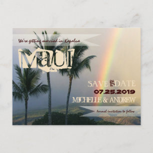 Destination Tropical Island Save the Date Vintag Ankündigungspostkarte