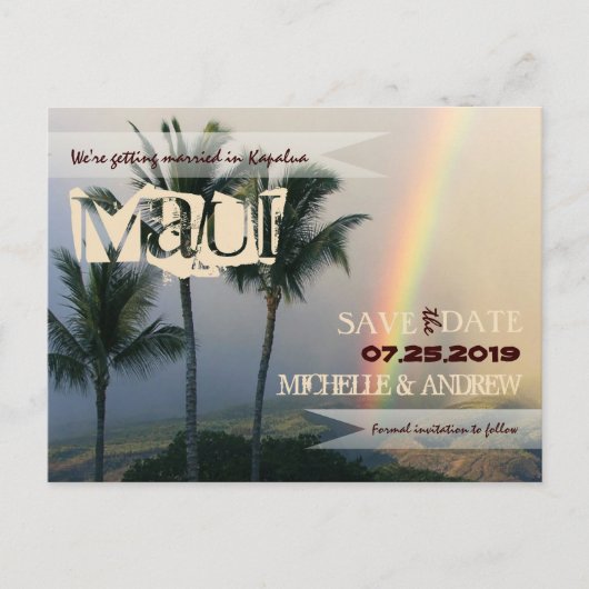 Destination Tropical Island Save the Date Vintag Ankündigungspostkarte (Vorderseite)