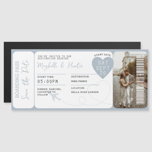  Destination Wedding Boarding Pass Plane Ticket  Magnetkarte (Vorne/Hinten)