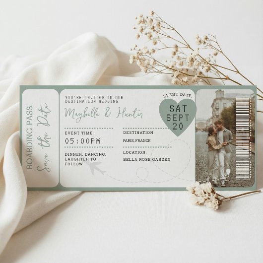 Destination Wedding Boarding Pass Plane Ticket Magnetkarte