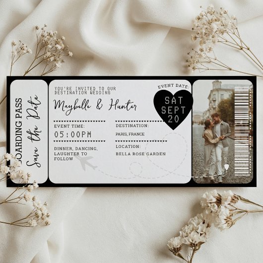 Destination Wedding Boarding Pass Ticket QR Code Magnetkarte