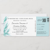 Destination Wedding Boarding Pass Tropical palm Einladung (Vorderseite)