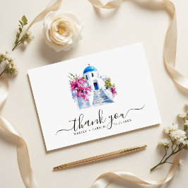 Destination Wedding Modern Bougainvillea Blue Dome Dankeskarte