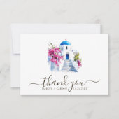 Destination Wedding Modern Bougainvillea Blue Dome Dankeskarte (Vorderseite)