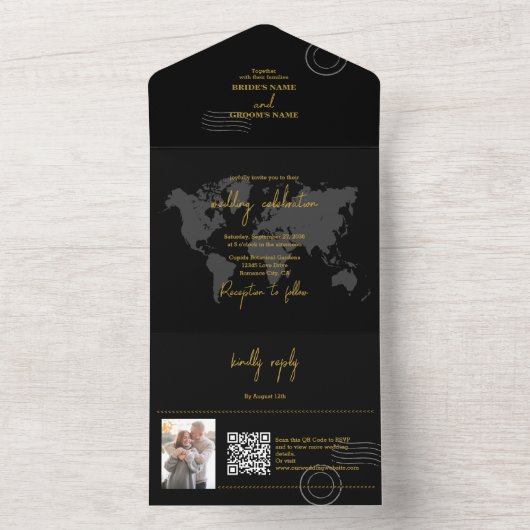 Destination Wedding Passport Compass Wedding All In One Einladung (Innen Boden)