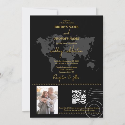 Destination Wedding Passport Compass Wedding Einladung (Rückseite)