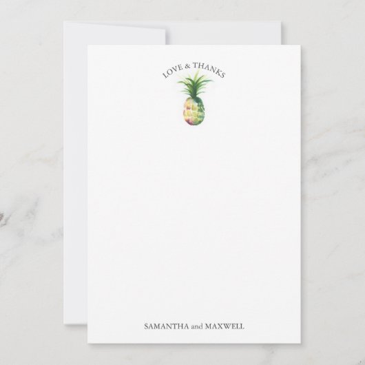 Destination Wedding Thank You Card Pineapple Einladung (Vorderseite)