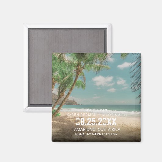 Destination Wedding Tropical Beach Save the Date Magnet (Vorderseite/Rückseite)