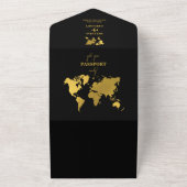 Destination Wedding World Passport Black Gold All In One Einladung (Außenbereich)