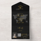 Destination Wedding World Passport Black Gold All In One Einladung (Innen Boden)