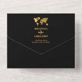 Destination Wedding World Passport Black Gold All In One Einladung (Rückseite)