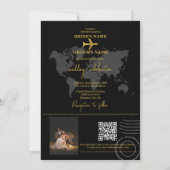 Destination Wedding World Passport Black Gold Einladung (Rückseite)