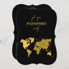Destination Wedding World Passport Black Gold Einladung