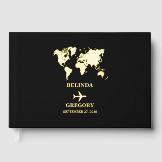 Destination Wedding World Passport Black Gold Gästebuch (Vorderseite)