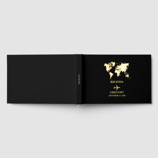 Destination Wedding World Passport Black Gold Gästebuch (Voll)