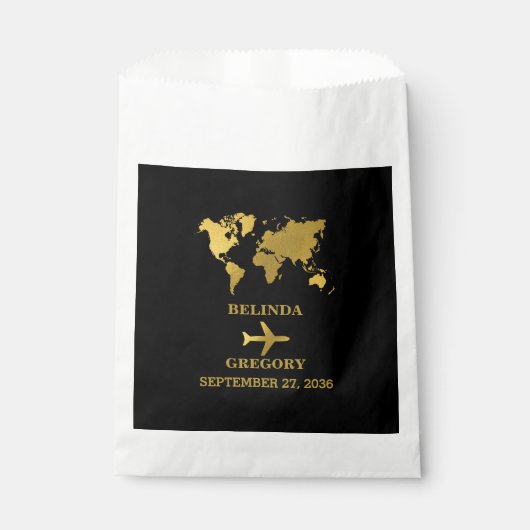 Destination Wedding World Passport Black Gold Geschenktütchen (Vorderseite)