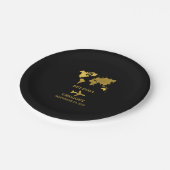 Destination Wedding World Passport Black Gold Pappteller (Schrägansicht)