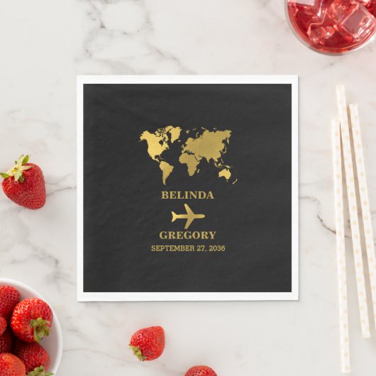 Destination Wedding World Passport Black Gold Serviette (Beispiel)