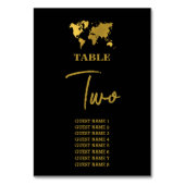 Destination Wedding World Passport Black Gold Tischnummer (Vorderseite)