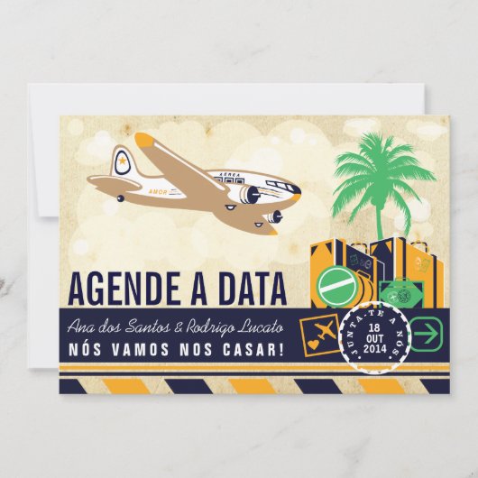 Destino de Viagem Casamento Réservez la Date Save The Date (Vorderseite)