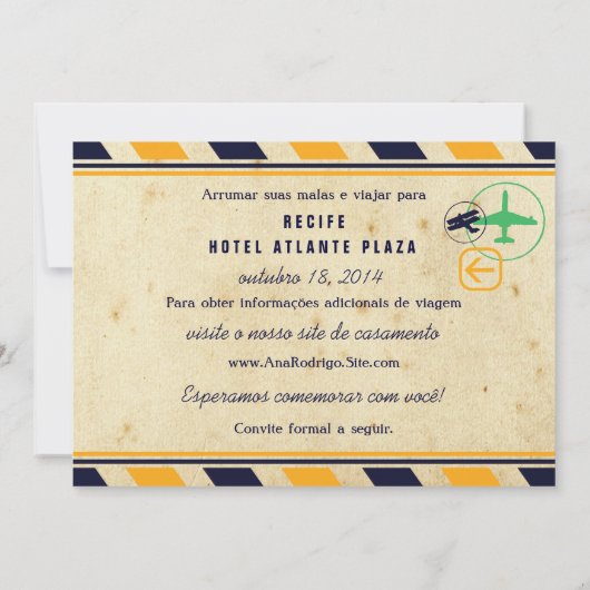 Destino de Viagem Casamento Réservez la Date Save The Date (Rückseite)