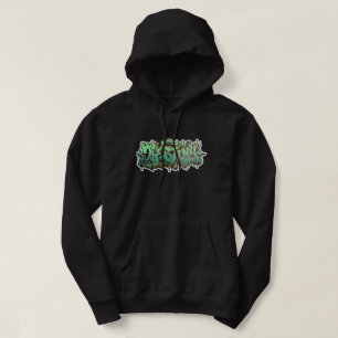 Destiny Green Graffiti-Typografie Schwarzer Kapuze Hoodie
