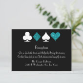 Destiny Las Vegas Empfang Aquamarin Glitzer Einladung (Stehend Vorderseite)